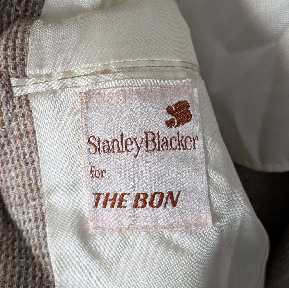 Vintage 70s ACTWU Tweed Double Button Sport Coat by Stanley Blacker‎ for The Bon